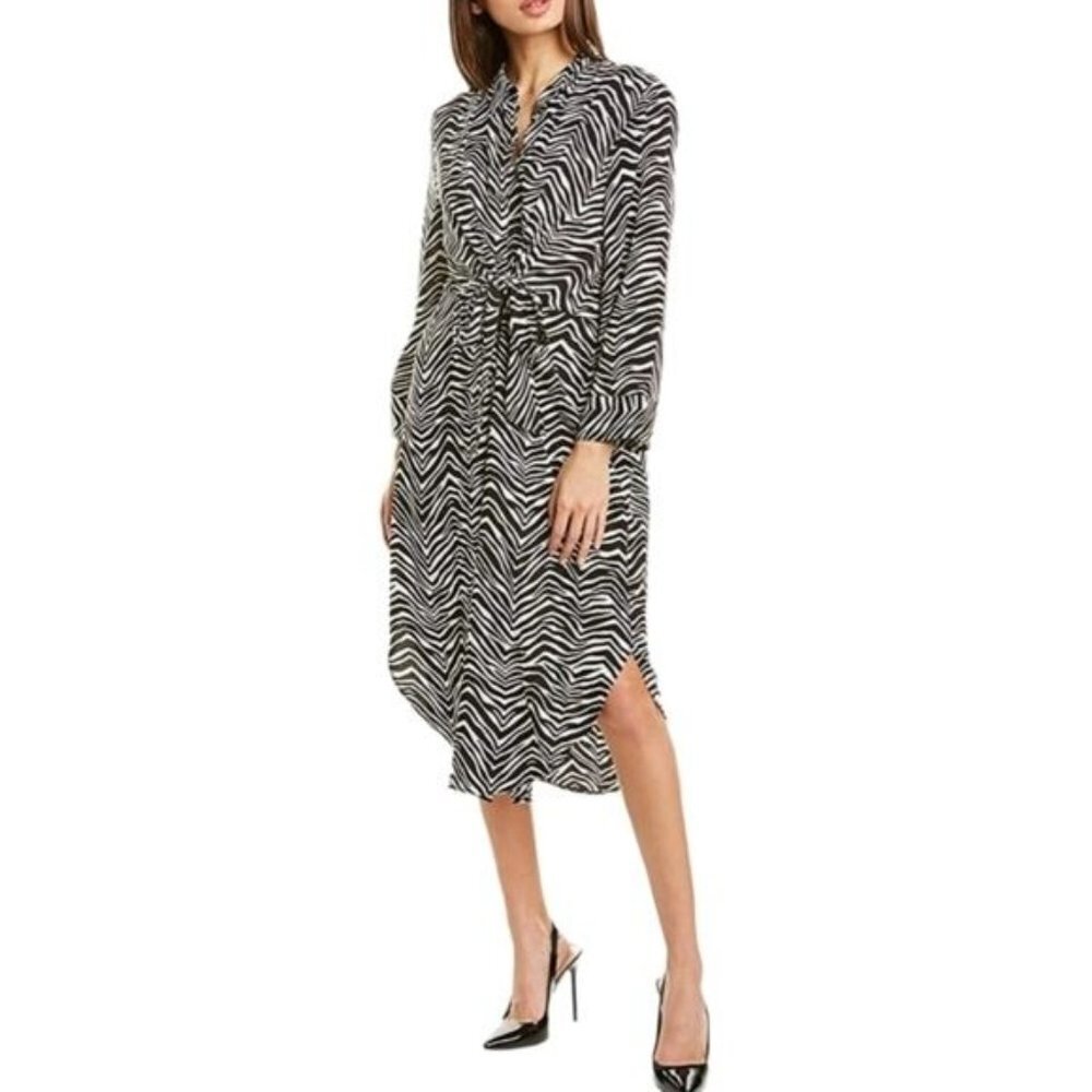 NWT Vince Camuto animal print Tie waist shirtdress Size Small‎